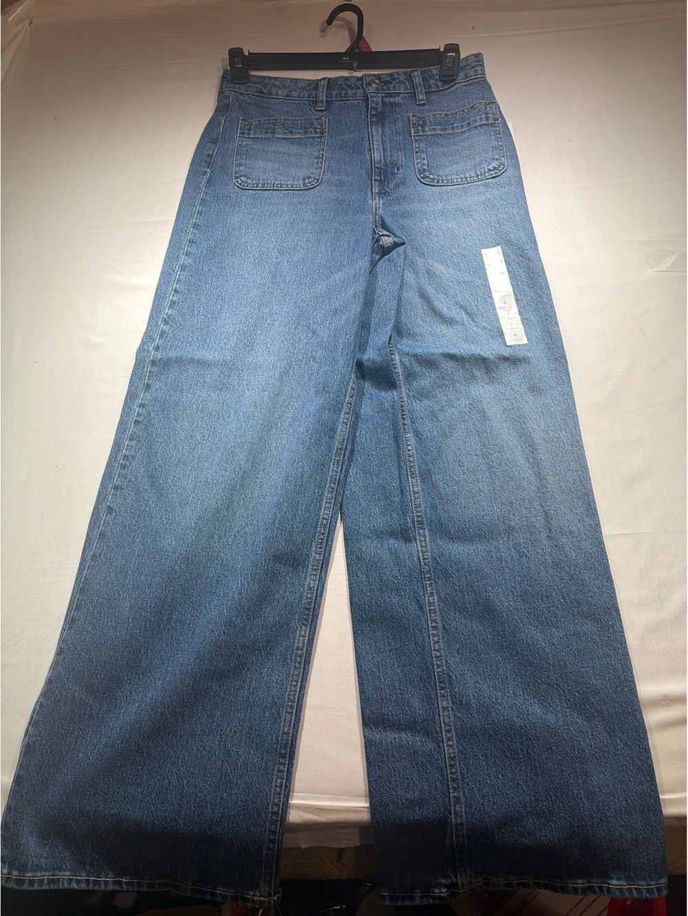 Free Assembly Patch Pocket Wide-Leg Jeans Size 8